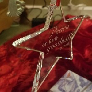 Mikasa Peace on Earth Christmas Ornament Glass Star